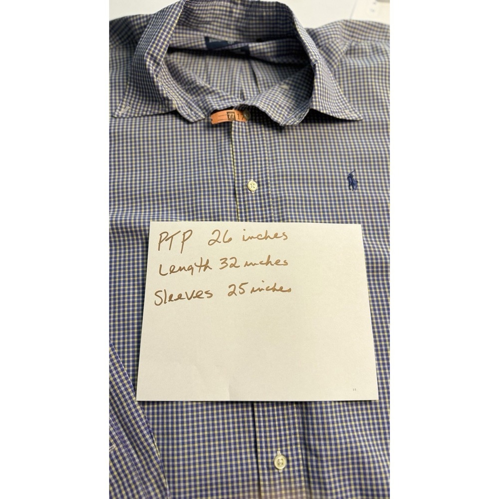 Men's Ralph Lauren Lg Blake Long Sleeve Blue Yellow Gingham GUC small Spot - Picture 9 of 9